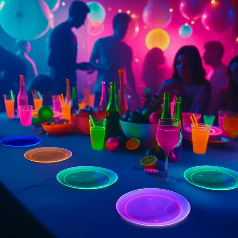 Party Essentials Hard Plastic 7.5-Inch Round Party/Salad Plates, Assorted Neon, 40 Count - Image 4